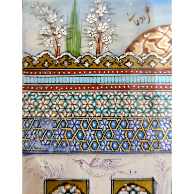 Persian Miniature Painting on Camel Bone by H. Ali Sajjadi – Handcrafted Frame With Wood, Copper Bronze & Bone For Sale - Image 4 of 9
