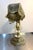 1960s-70s brass filigree/crystal double-tulip table lamp. Excellent condition.