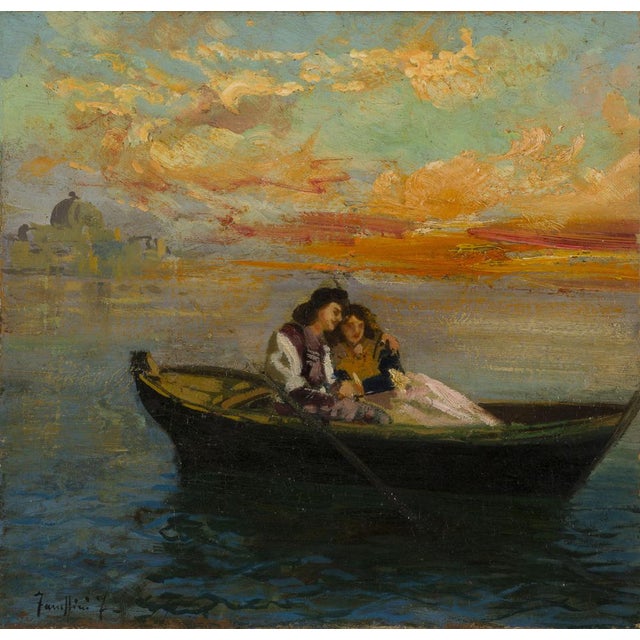 Federico Faruffini, Venetian Landscape, 1800s, Oil on Canvas For Sale - Image 8 of 8