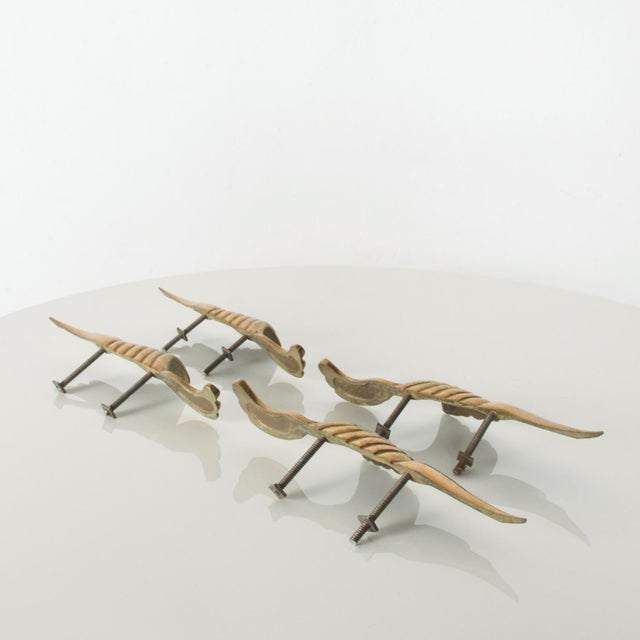 Gio Ponti Sculptural Wings Italian Brass Drawer Pulls Door Handles - Set of 4 For Sale - Image 4 of 7