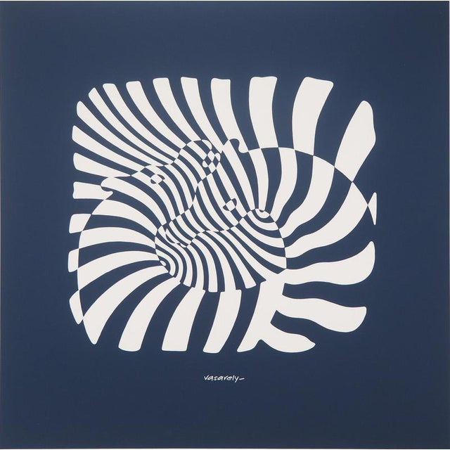 Victor Vasarely, Zebras on Blue Background, Screenprint For Sale - Image 7 of 7