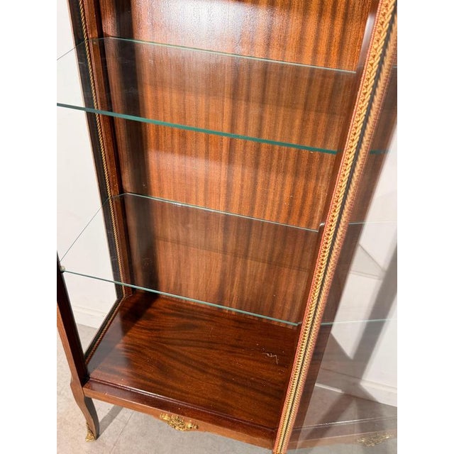 Louis XVI Style Glass Display Cabinet with Decorative Metal Mounts For Sale - Image 4 of 9
