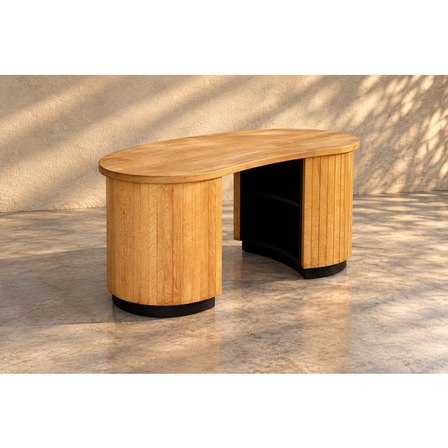 1950s Art Deco Oak Desk, 1950s For Sale - Image 5 of 13