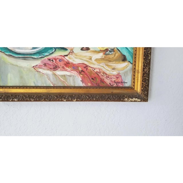 1960s 1960s Vintage Tea Service Still Life Abstract Painting, Signed For Sale - Image 5 of 10