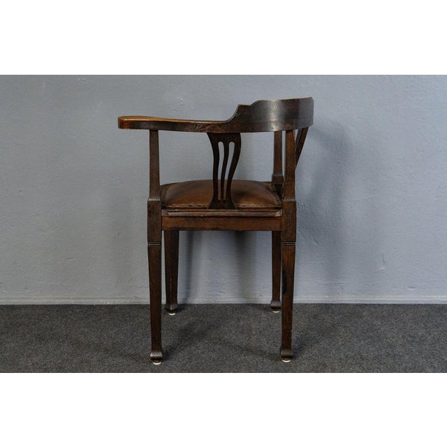 Vintage Armchair in Leatherette and Oak For Sale - Image 6 of 13