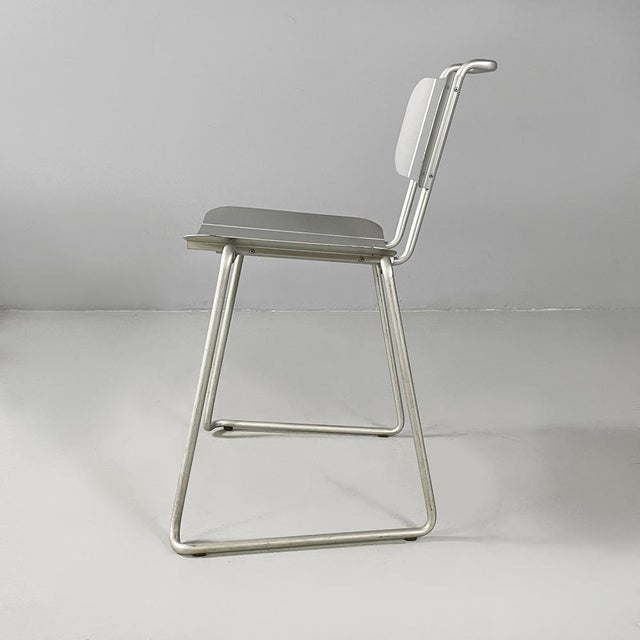 Italian Modern Aluminum Stackable Chairs by Tanzi, 1980s, Set of 4 For Sale - Image 3 of 18