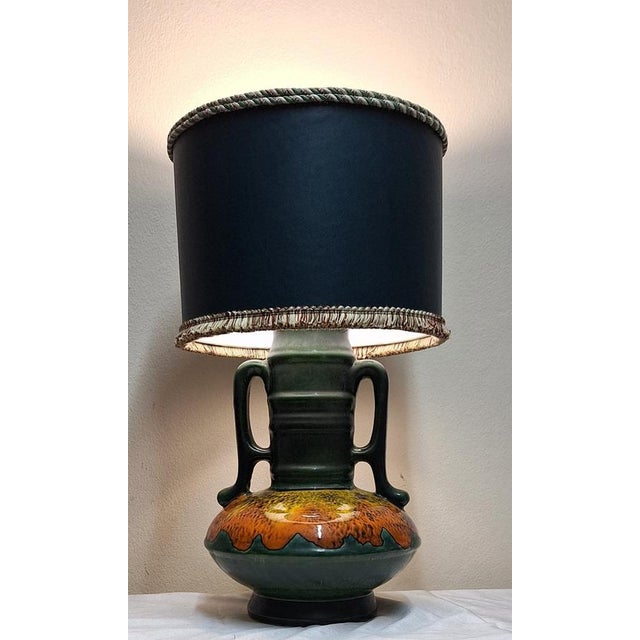Green Vintage Table Lamp in Fat Lava Style with Green-Yellow-Orange Ceramic Base and Shade from Lamplove, 1970s For Sale - Image 8 of 9