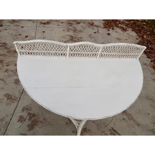 1930s Half Round Vintage Wicker Console Table For Sale - Image 4 of 10