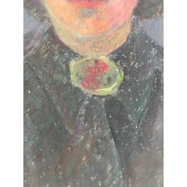 Mid 20th Century Pastel Portrait Drawing "Woman in Black" For Sale In New York - Image 6 of 10