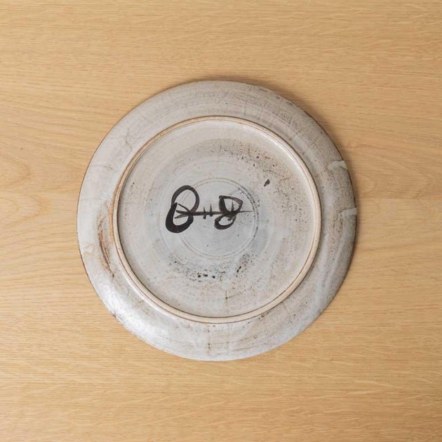 Mid 20th Century French Ceramic Painted Flower Plate by Gustave Reynaud For Sale - Image 9 of 9