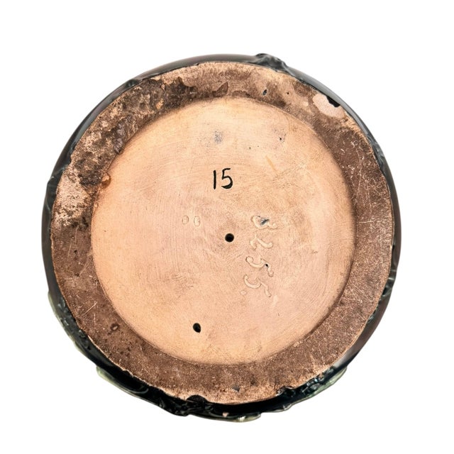 Early 20th Century French Art Nouveau Barbotine Majolica Faience Vase For Sale - Image 14 of 14