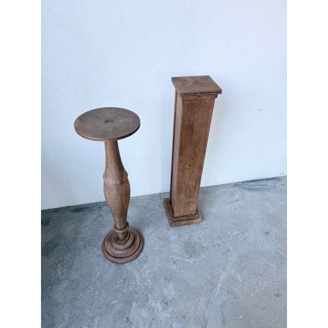 Wooden Column Pedestal Tables, 1950, Set of 2 For Sale - Image 11 of 18