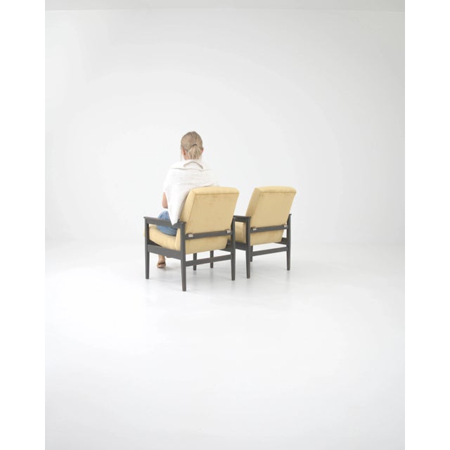 Black 1960s, Czech Upholstered Armchairs - A Pair For Sale - Image 8 of 12