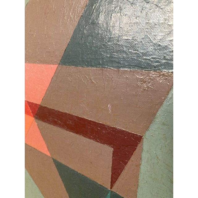 1950s Benjamin Ben Frazier Cunningham (1925-1975) Painting Oil on Canvas Board 1952 “Scarlet” Op Art Hard Edge Mid Century 16”x20” For Sale - Image 5 of 12