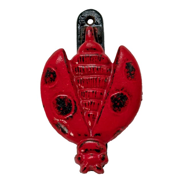 Hard to Find Large Size Vintage 1930s Cast Iron Ladybug Door Knocker With Nice Original Paint For Sale