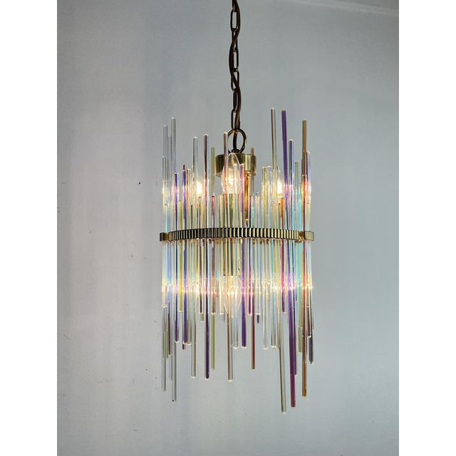 Gold Vintage Italian Chandelier in Brass and Murano Glass, 1960s For Sale - Image 8 of 14