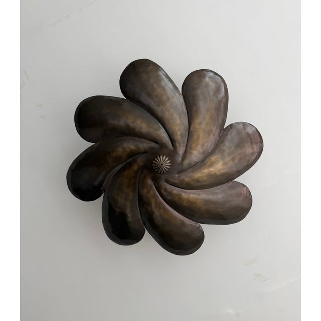 Handmade Brass Flower Flush Mount Ceiling Light For Sale - Image 6 of 9