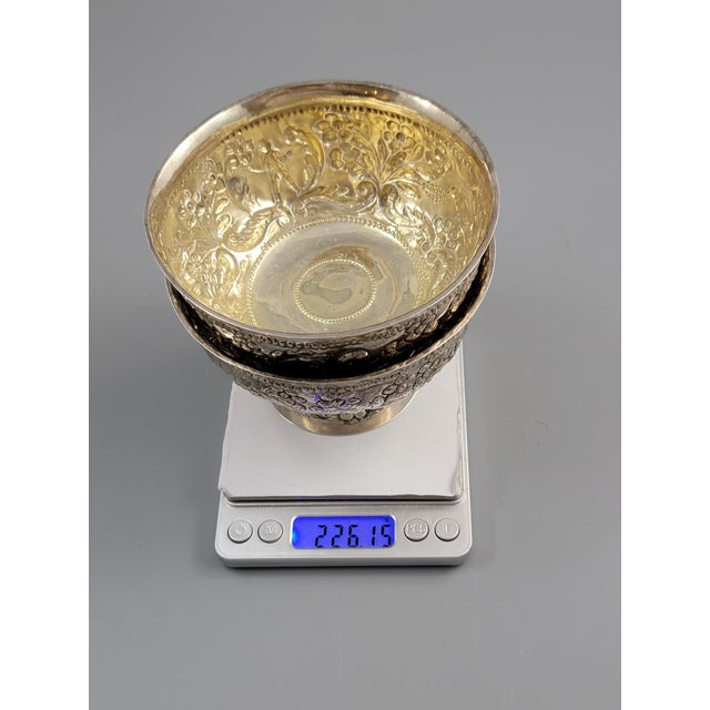Burmese High-Grade Silver Floral Bowls, Mandalay, 1900, Set of 2 For Sale - Image 13 of 17