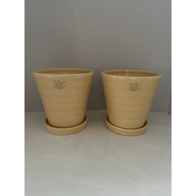 Pair of Pottery Barn Yellow Frog Cache Pots Planters For Sale - Image 9 of 9