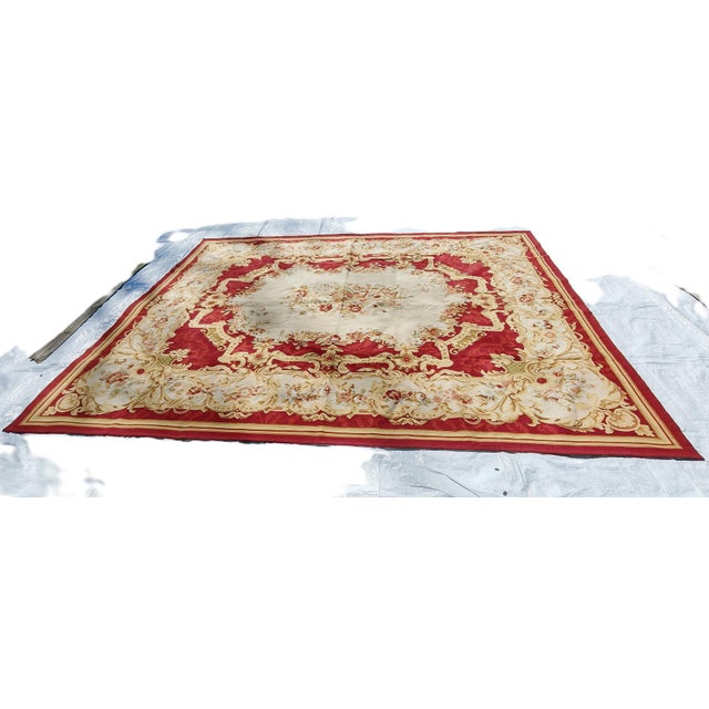 Red Napoleon III French Aubusson Rug For Sale - Image 8 of 11