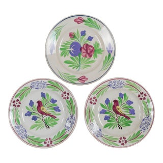 19th Century French Plates, Hand-Painted Set of 3 For Sale