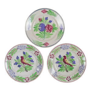 19th Century French Plates, Hand-Painted Set of 3