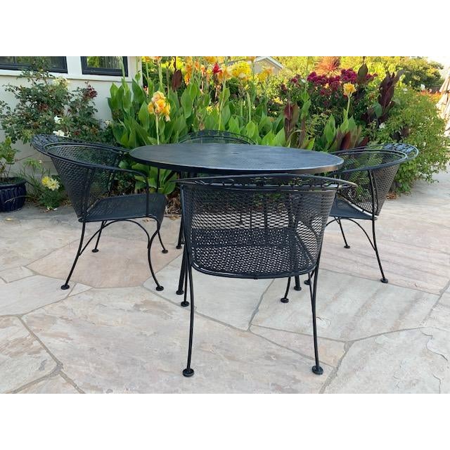 Vintage Woodard Briarwood “Daisy” Wrought Iron Outdoor Table & 4 Chairs