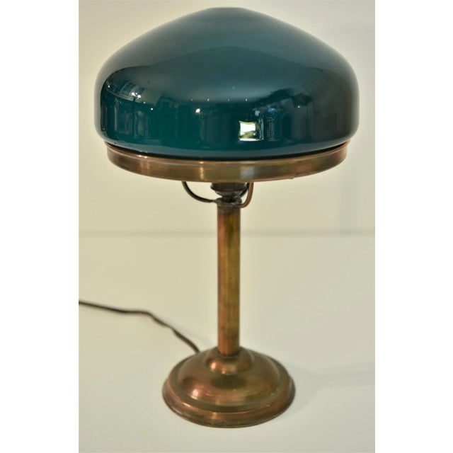 Metal Swedish Grace Copper and Hand Blown Glass Table Lamp, 1925 For Sale - Image 7 of 12