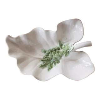 Vintage Hull Platter Leaf Shaped Bowl With Grapes Motif For Sale
