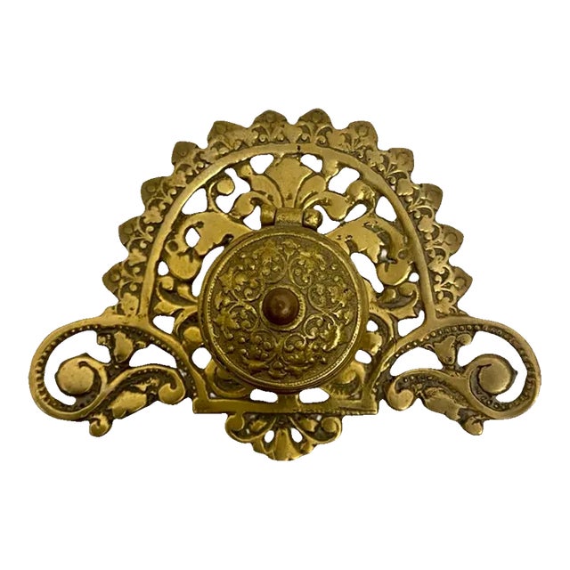 Antique Ornate Art Nouveau Brass Inkwell For Sale