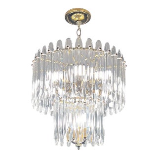 Mid Century Modern Chandelier Gaetano Sciolari Large Italian Crystal 1950's Pristine For Sale