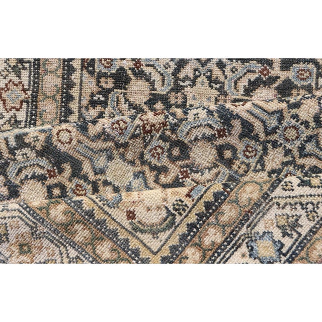 Antique Persian Hamedan Runner With Sub-Geometric Design in Gray and Cream For Sale - Image 10 of 11