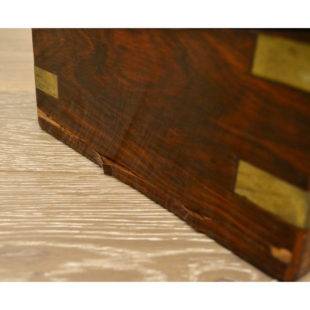 Antique 19th Century Mahogany and Brass Box With Marbleized Paper Interior For Sale - Image 4 of 6