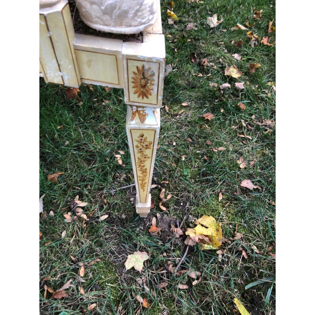 Late 19th Century Late 19th Century Antique Adams Style Handprinted and Caned Bench For Sale - Image 5 of 11