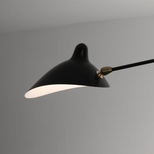 Mid-Century Modern Black Two Fixed Arms Ceiling Lamp from Serge Mouille For Sale - Image 4 of 8