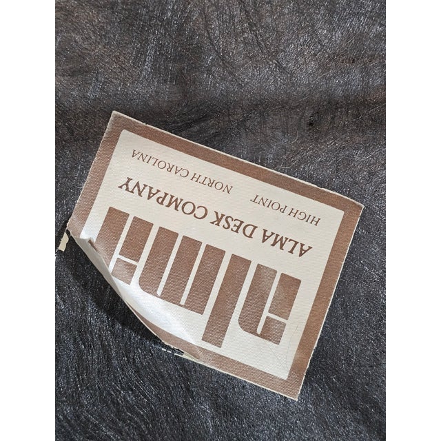 Late 20th Century Pair of Alma Mahogany Armchairs Green Leather Fabric Made in North Carolina For Sale - Image 10 of 11