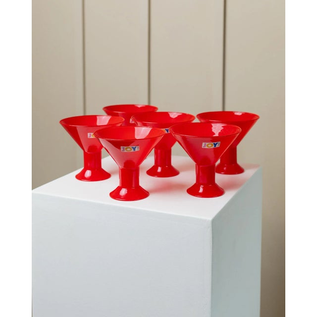 Vintage Italian Postmodern Red Joy Drinking Glasses from Leonardo, 1980s, Set of 6 For Sale - Image 12 of 12