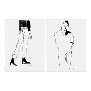 "Fashion" Original Set of Two Ink Drawings by Yuki Osada For Sale