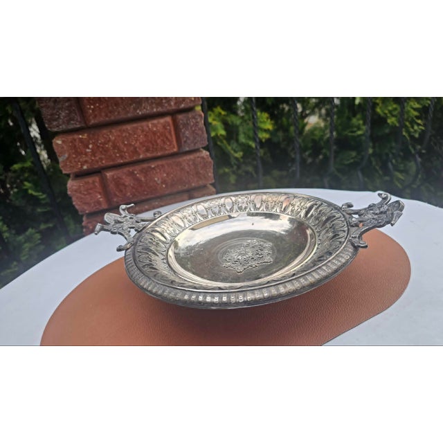 Silver Art Nouveau Plated Platter with Angel Handles, 1890s For Sale - Image 8 of 8
