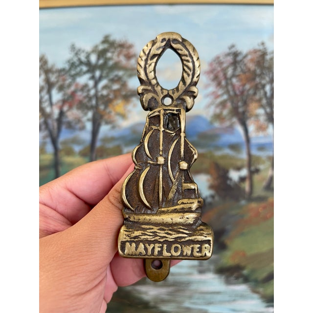 Nautical Mayflower Ship Door Knocker Nautical Colonial Revival. For Sale - Image 3 of 9