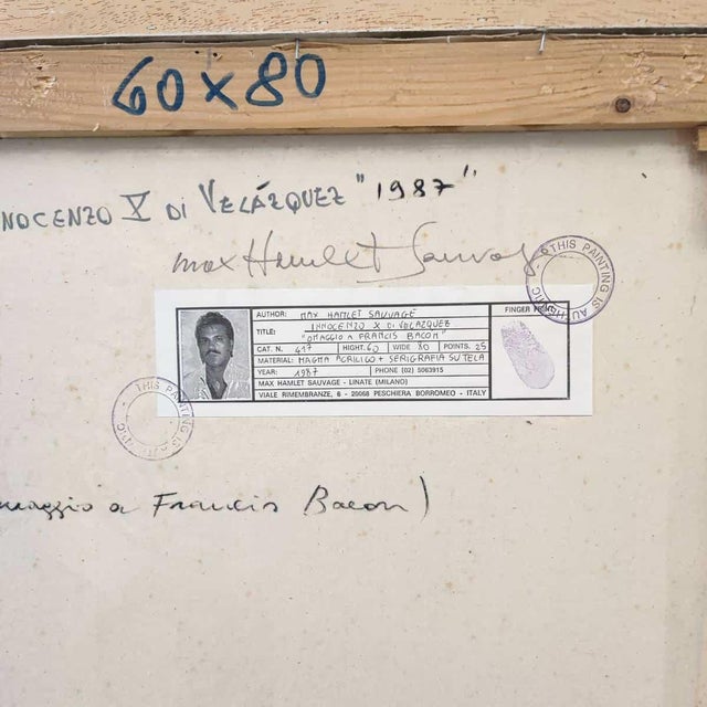 Max Hamlet, Innocent Tenth Sail, Homage to Francis Bacon, 1987, Acrylic Painting on Canvas, Framed For Sale - Image 9 of 17