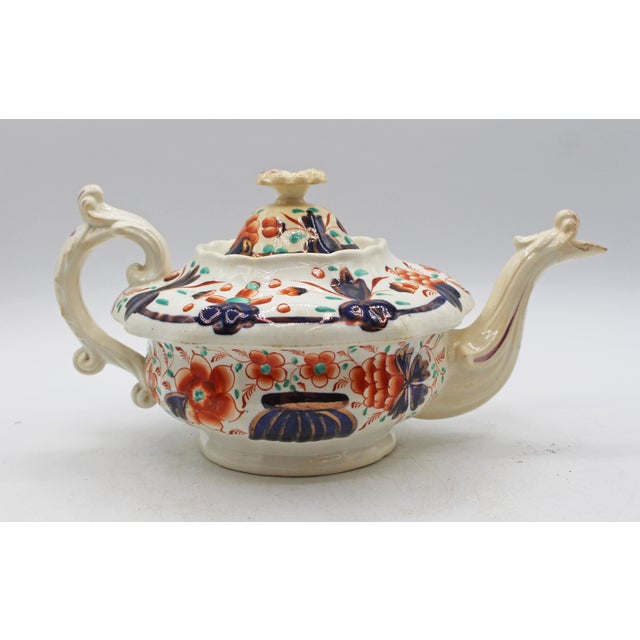 Rococo C. 1850 English Staffordshire District Gaudy Welsh "Grape" Pattern Tea Pot For Sale - Image 3 of 10