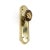 Traditional style passage door knob dummy set in a polished brass finish with oval knobs. This piece was acquired from an...