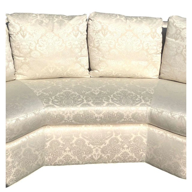 Baker Mid 20th Century White Armless Three-Piece Sectional Slipper Sofa For Sale In Charlotte - Image 6 of 12