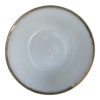 Vintage Anchor Hocking Fire King Suburbia Shell White Glass Serving Bowl Gold Trim For Sale