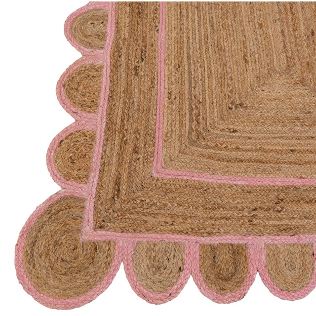 Not Yet Made - Made To Order Scallop Jute Light PInk Hand Made Rug - 2'x4' For Sale - Image 5 of 11
