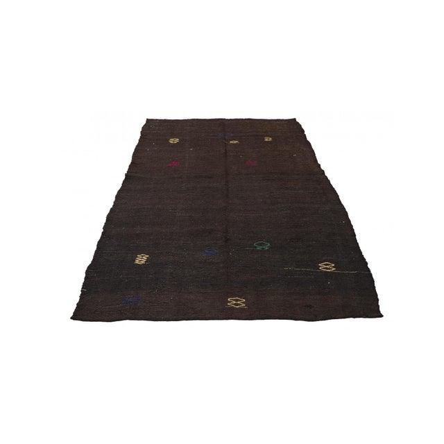 Mid-Century Modern Dark Brown Vintage Kilim Rug - 5`5″ X 8`8″ For Sale - Image 3 of 6