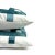 Contemporary White With Dark Smokey Blue Ribbon Embellished Pillow Cover - 20" X 20" Fretwork Greek Key Ribbon Cushion Case For Sale - Image 3 of 8