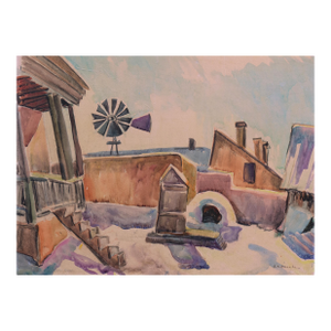 'Taos Yard' by Anna Katharine Skeele, New Mexico, New York Art Students League, Paris, Académie Chaumière, Los Angeles County Museum of Art.