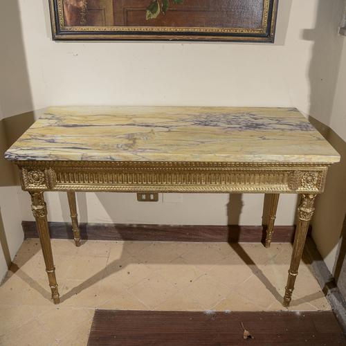 Stone Console Table with Redone Marble Top For Sale - Image 7 of 8